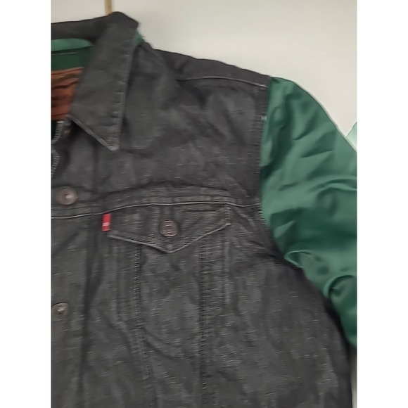 Green‎ Bay Packers Denim Jacket Mens Large Levi's NFL Black Green Gold Rare - Picture 4 of 16
